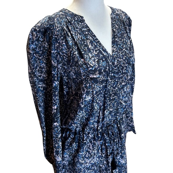 Rebecca Taylor - Block Print, Long Sleeve, Floral Mini Dress - Size 0, Blue - Picture 14 of 17